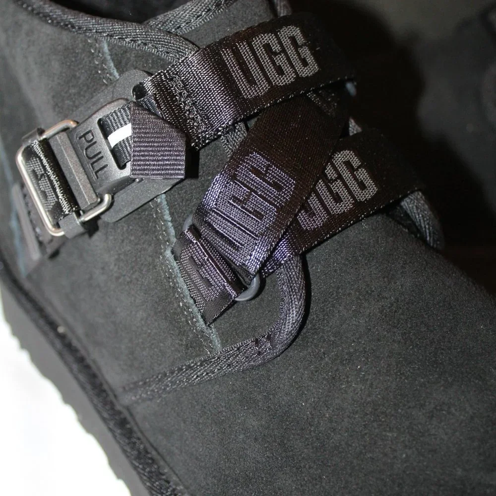 NIB UGG MEN'S QUICKCLICK NEUMEL‎ CHUKKA SUEDE SHEARLING LINED ANKLE BOOTS BLACK